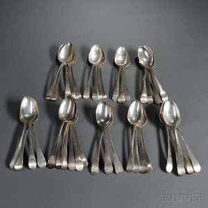 Assembled Group of Thirty-six Georgian Sterling Silver Tablespoons