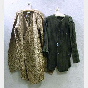 Two Issey Miyake Brown Crinkle Jackets