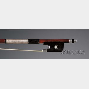 French Silver Mounted Violoncello Bow, Victor Fetique