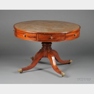 Regency Mahogany Leather-top Drum Table