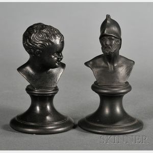Two Miniature Wedgwood Black Basalt Busts