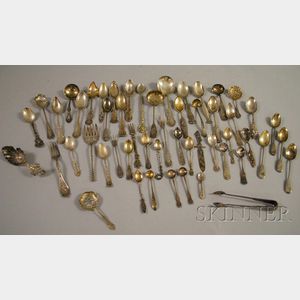 Large Group of Mostly Silver Assorted Flatware and Small Serving Items