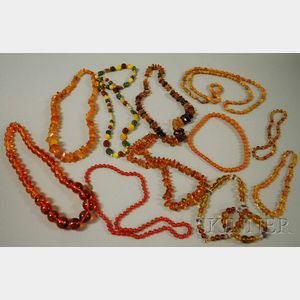 Large Group of Amber Beaded Necklaces