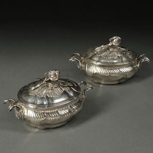 Two Dutch .934 Silver Covered Sauce Tureens