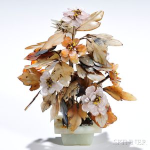 Hardstone Sculpture of a Blooming Plant