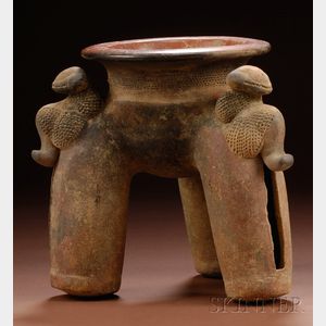 Pre-Columbian Pottery Tripod Vessel