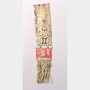Central Plains Beaded and Quilled Hide Pipe Bag