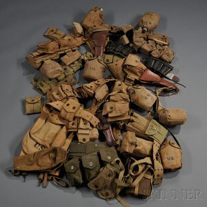 Large Group of WWI and WWII Web Belts and Equipment