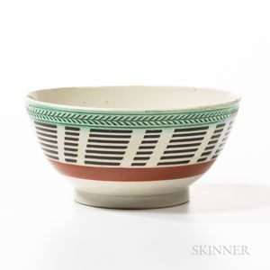 Small Engine-turned and Slip-decorated Pearlware Bowl