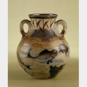 Martin Brothers Glazed Stoneware Fish Vase