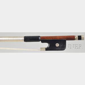 Child's French Nickel Mounted Violoncello Bow, C.N. Bazin Workshop