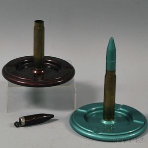 Two WWII Souvenir Ashtrays with Lighters