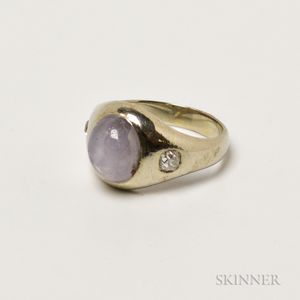 14kt White Gold, Star Sapphire, and Diamond Ring