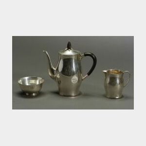 Tuttle &#34;Paul Revere&#34; Pattern Sterling Silver Three Piece Tea Set