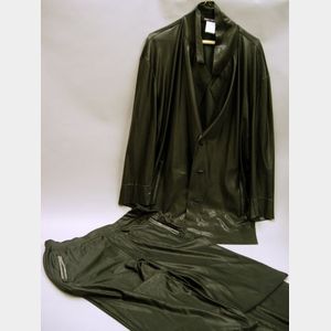 1990s Issey Miyake Black Polyester Pant Suit