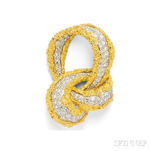 18kt Gold and Diamond Knot Brooch
