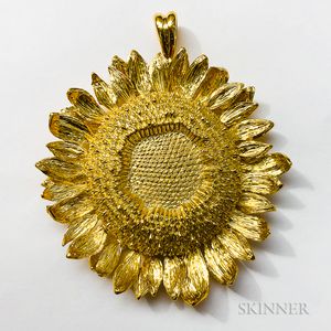 18kt Gold Sunflower Pendant, Asprey
