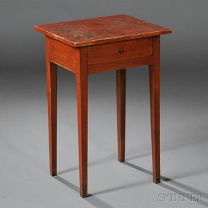 Federal Red-painted Cherry and Pine One-drawer Stand