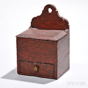 Small Red-painted Wall Box with Drawer