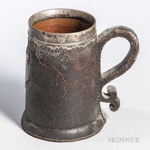 Silver-mounted Leather Mug