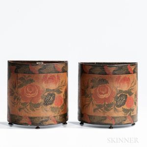 Pair of Paint-decorated Demilune Boxes