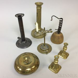 Seven Pieces of Brass and Iron Lighting