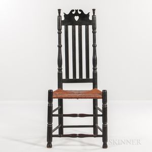 Black-painted Heart and Crown Side Chair