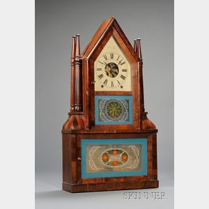 Mahogany Double-candlestick Clock Retailed by J. J. Beals & Company