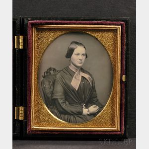 Sixth Plate Daguerreotype Portrait of a Seated Young Woman