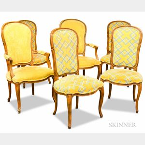 Set of Six Baker Furniture Co. French Provincial-style Fruitwood Chairs