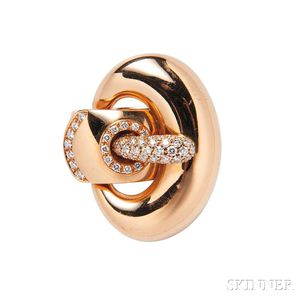 18kt Rose Gold and Diamond Buckle Ring, Italy