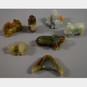 Seven Chinese Carved Jade Pendants and Figures