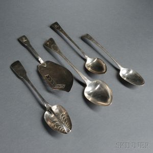 Five Georgian Sterling Silver Serving Pieces
