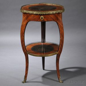 Louis XV/XVI Transitional Tulipwood-veneered and Lacquer-mounted Occasional Table