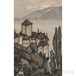Hiroshi Yoshida (1876-1950),Castle at Chilon
