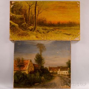 Jean Charles Cazin (French, 1841-1901) Two Unframed Landscapes: L'Estaminet