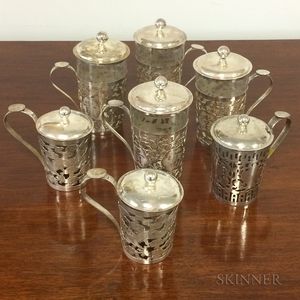 Twenty-four Silver Alloy Openwork Handled Cups