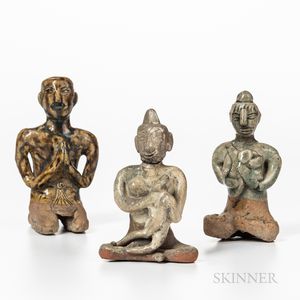 Three Glazed Terra-cotta Figures