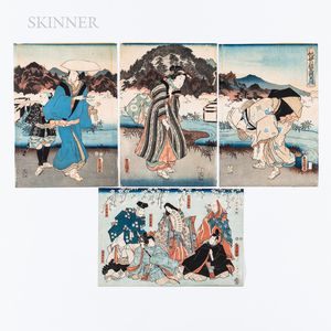 Utagawa Kunisada (Toyokuni III, 1786-1865),Four Woodblock Prints