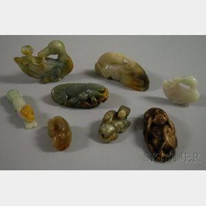 Eight Chinese Carved Jade Pendants and Figures