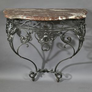 Iron and Marble-top Console Table