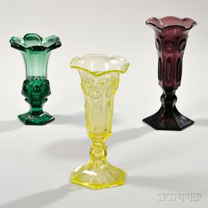 Three Pressed Glass Vases