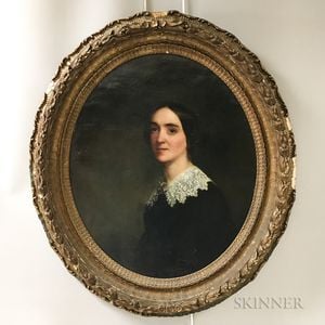 Anglo/American School, 19th Century Portrait of a Woman with a Lace Collar