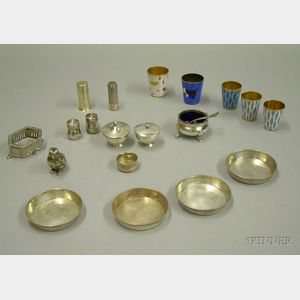 Group of Assorted Sterling Silver, Silver, and Metal Tableware Articles