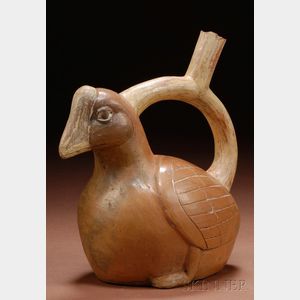 Pre-Columbian Stirrup Spout Pottery Vessel