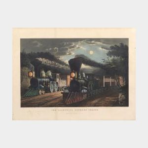 Currier & Ives, publishers (American, 1857-1907) THE &#34;LIGHTNING EXPRESS&#34; TRAINS. &#34;Leaving the Junction.&#34;
