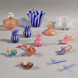 Twenty-one Pieces of Mostly Venetian Glass