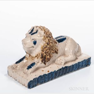 Glazed Ceramic Lion Figure
