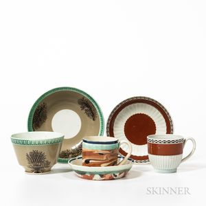 Three Slip-decorated Teacups and Saucers