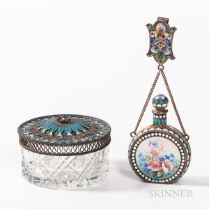 Russian .875 Silver and Enamel Perfume and Plique-à-Jour Box